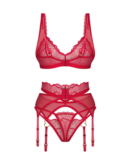 Obsessive Cupide Desir Sheer Bralette Thong Garter Belt Set