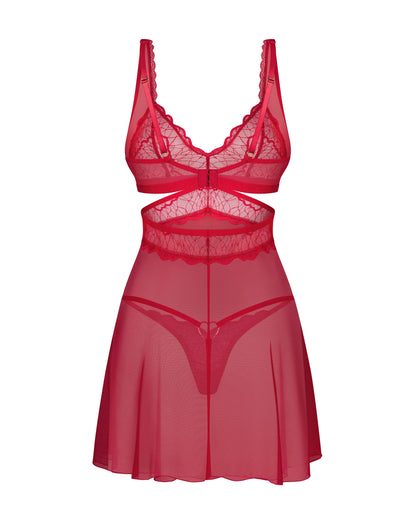 Obsessive Cupide Desir Red Lace Babydoll & Thong Lingerie Set