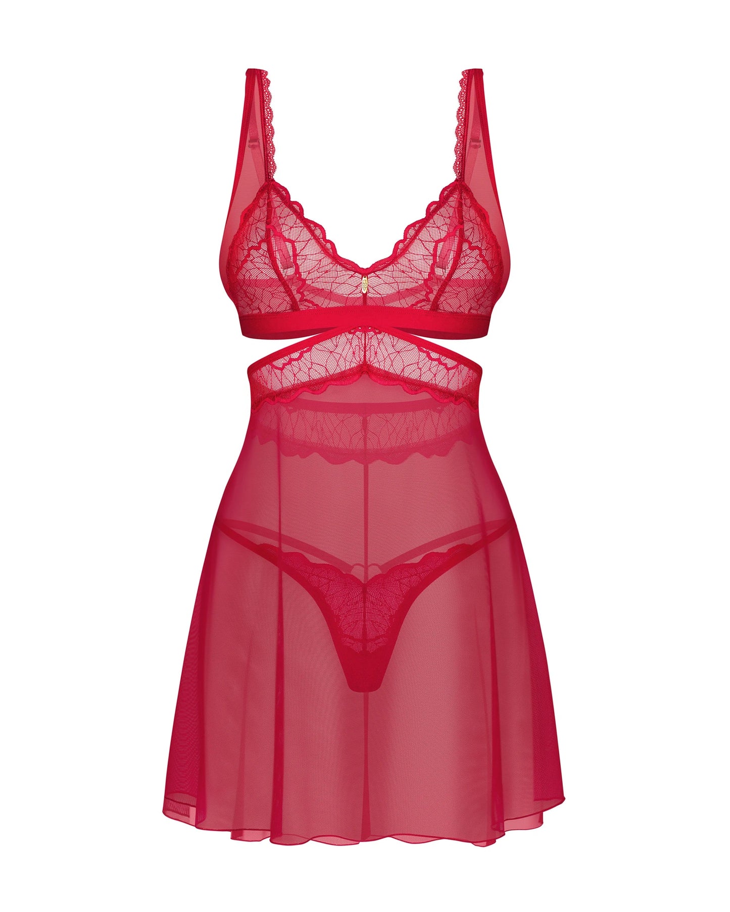 Obsessive Cupide Desir Red Lace Babydoll & Thong Lingerie Set