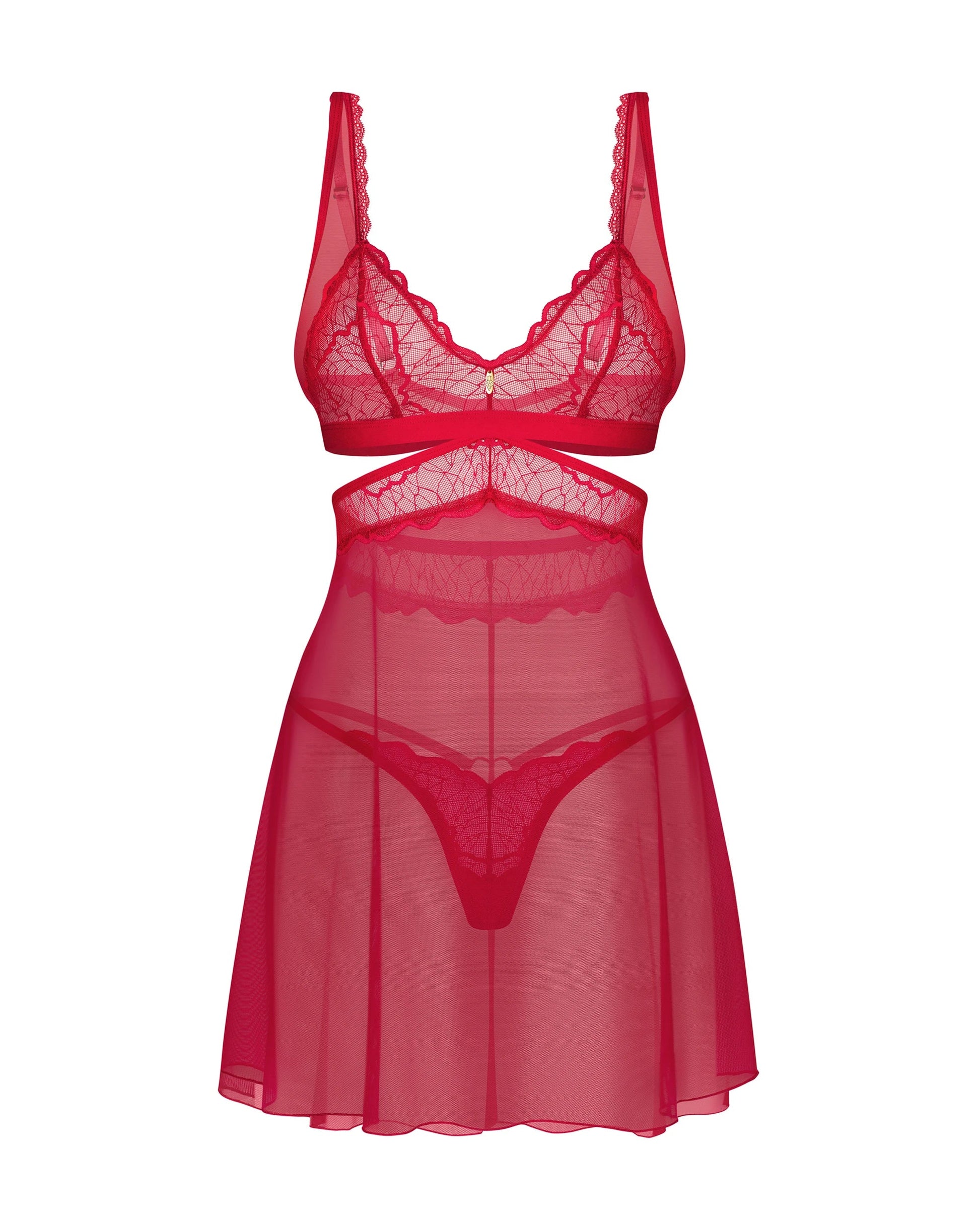 Obsessive Cupide Desir Red Lace Babydoll & Thong Lingerie Set-3