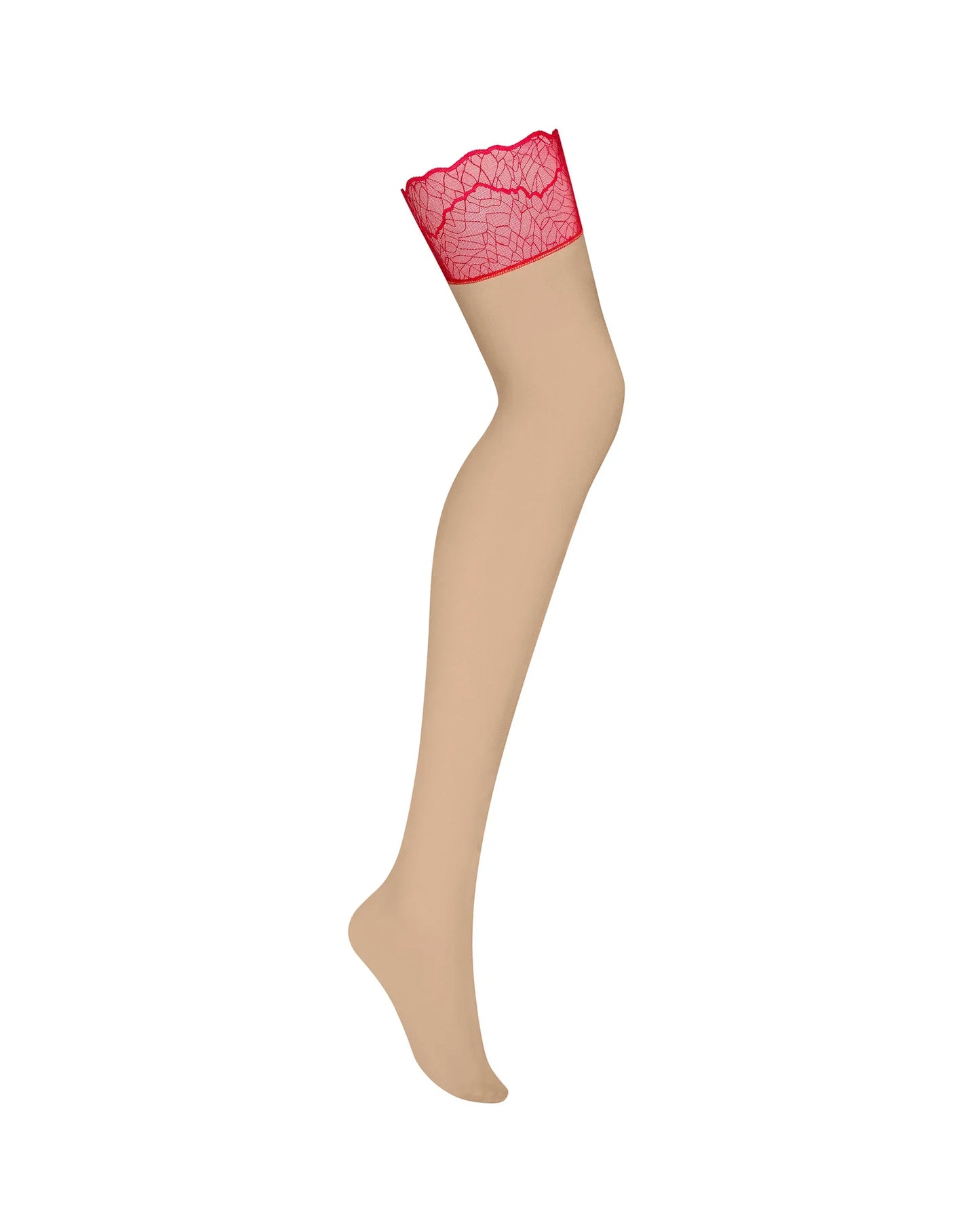 Obsessive Cupide Desir Nude Stockings with Red Lace