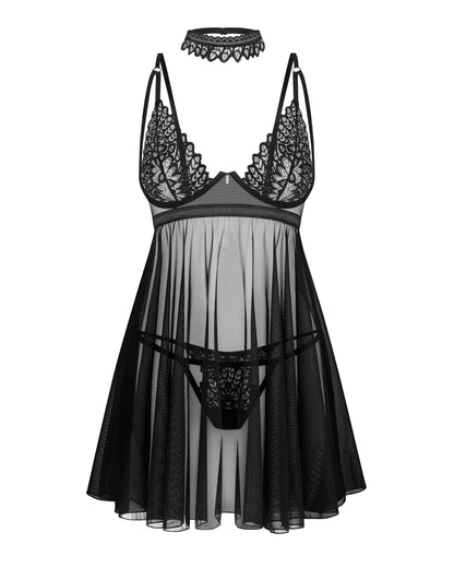 Obsessive Donarella Sheer Mesh Babydoll & String Panty