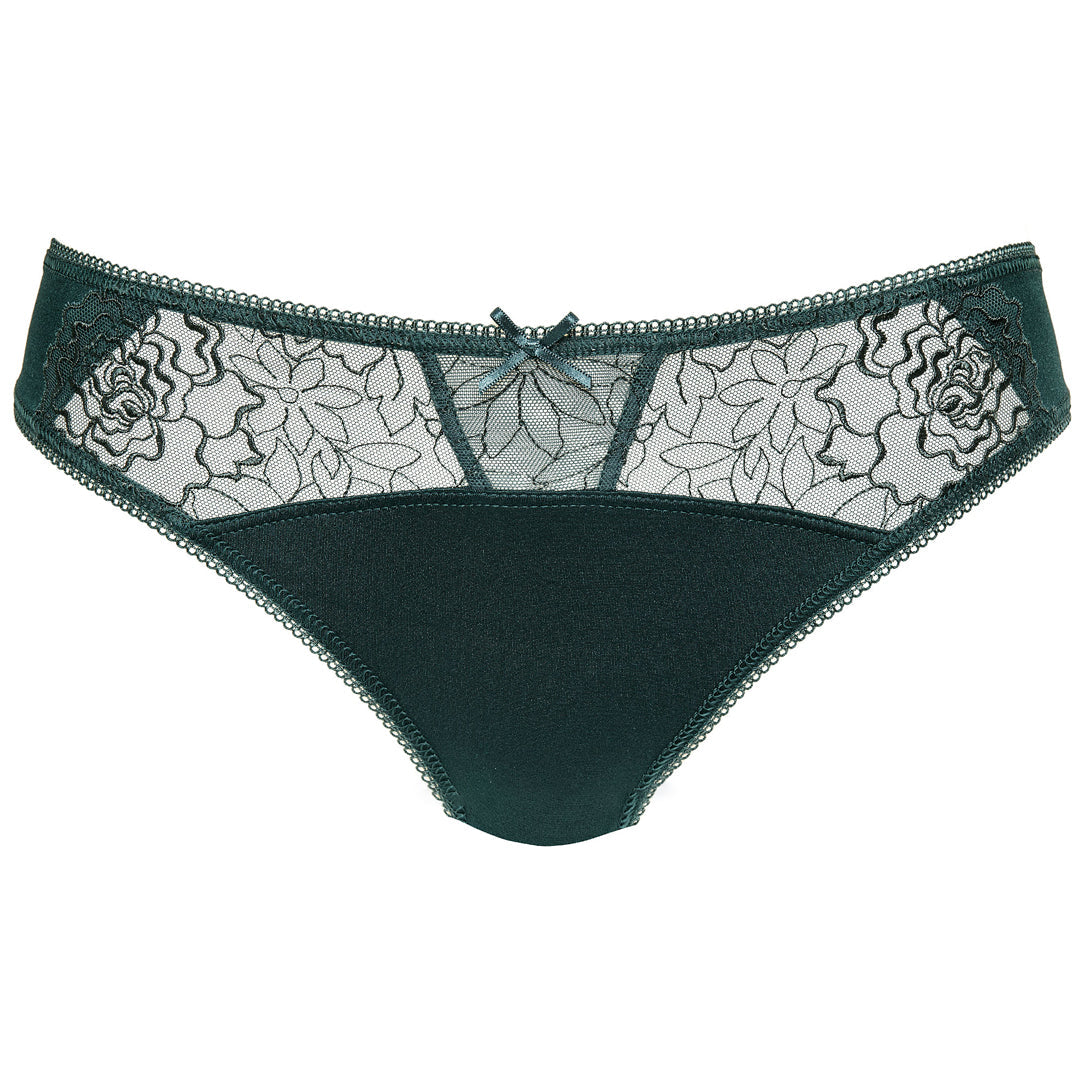 Gorteks Pamela Pine Green Semi Sheer Thong Panty