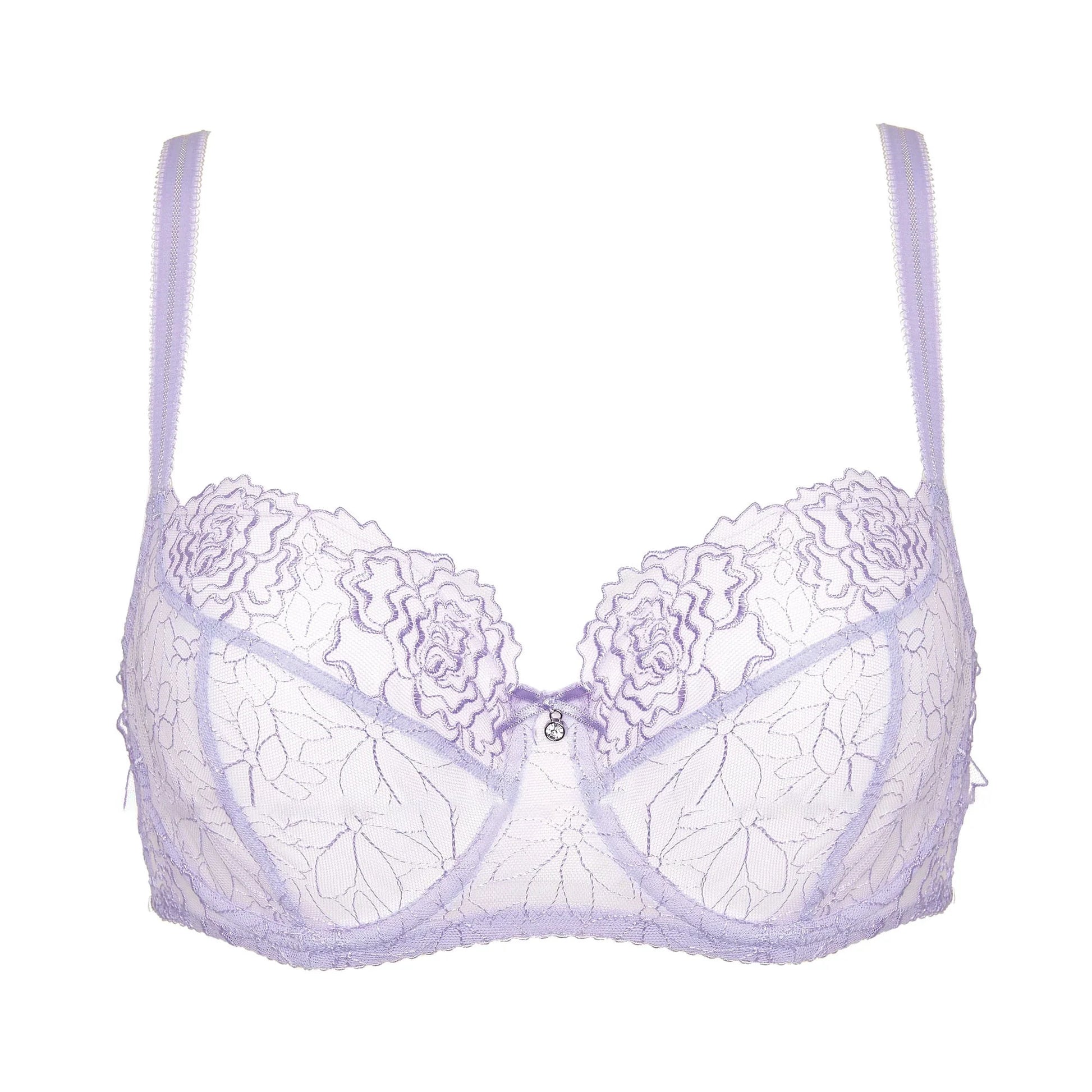 Sheer Mesh Balconette Bra Pamela Lavender by Gorteks Lingerie