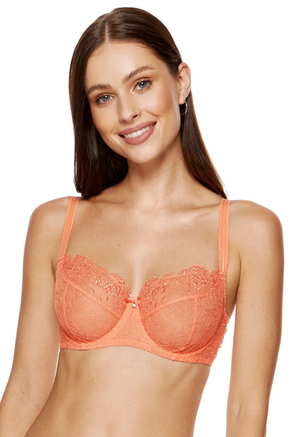 Gorteks Pamela Peach Sheer Mesh Balconette Bra