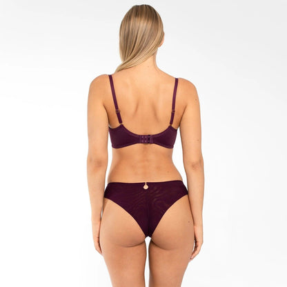 Sheer Mesh Embroidered Full Figure Bra Perla Aubergine by Samanta Lingerie