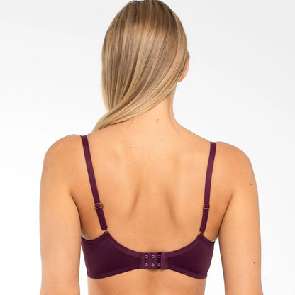 Sheer Mesh Embroidered Full Figure Bra Perla Aubergine by Samanta Lingerie