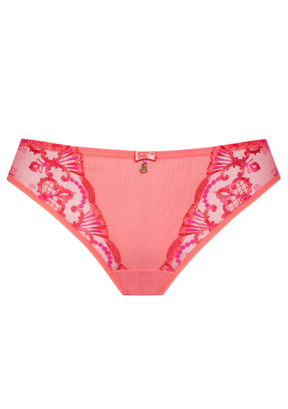 Sheer Mesh Tulle Embroidered Tanga Panty Perla Coral-4