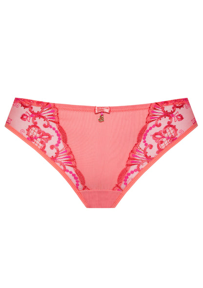 Samanta Perla Coral Sheer Mesh Tulle Embroidered Tanga Panty