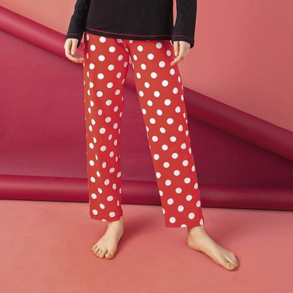 Junior Women’s Cotton Pajama Set – 2-Piece Long Sleeve Top & Pants with Cute Cat Print by M.O.S