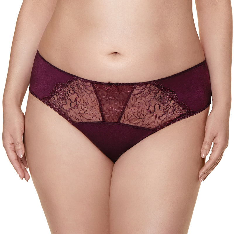 Gorteks Pamela Aubergine Semi Sheer Low Rise Bikini Panty