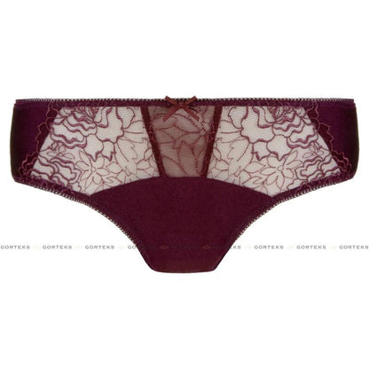Semi Sheer Low Rise Bikini Panty Pamela Aubergine by Gorteks Lingerie