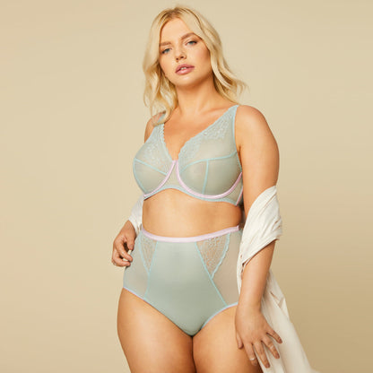 Kinga Pastellove Sheer High Waist Tulle Brief Panty