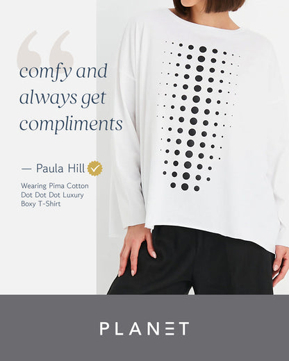 Pima Cotton Dot Dot Dot Luxury Boxy T-Shirt - White/Black
