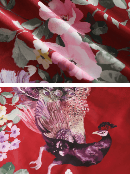 Peacock Red Kimono Robe