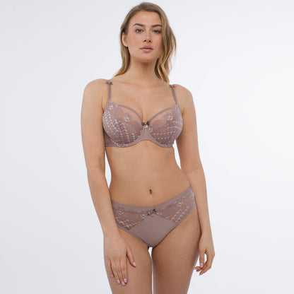 Samanta Rosalia Latte Sheer Mesh Tulle Tulip Seam Full Figure Bra