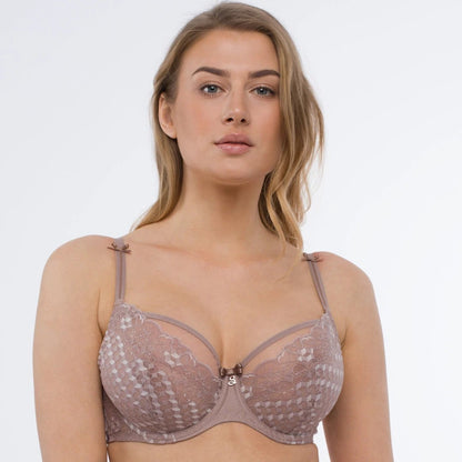 Sheer Mesh Tulle Tulip Seam Full Figure Bra Rosalia by Samanta Lingerie