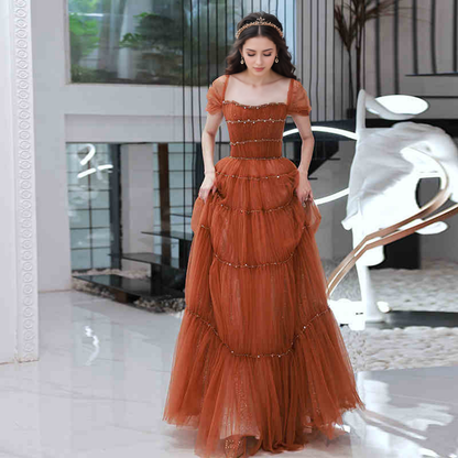 Ottilie Reverie Tiered Off-Shoulder Tulle Gown