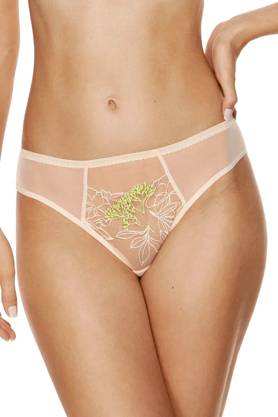 Gorteks Soleil Sheer Mesh Embroidered Bikini Panty