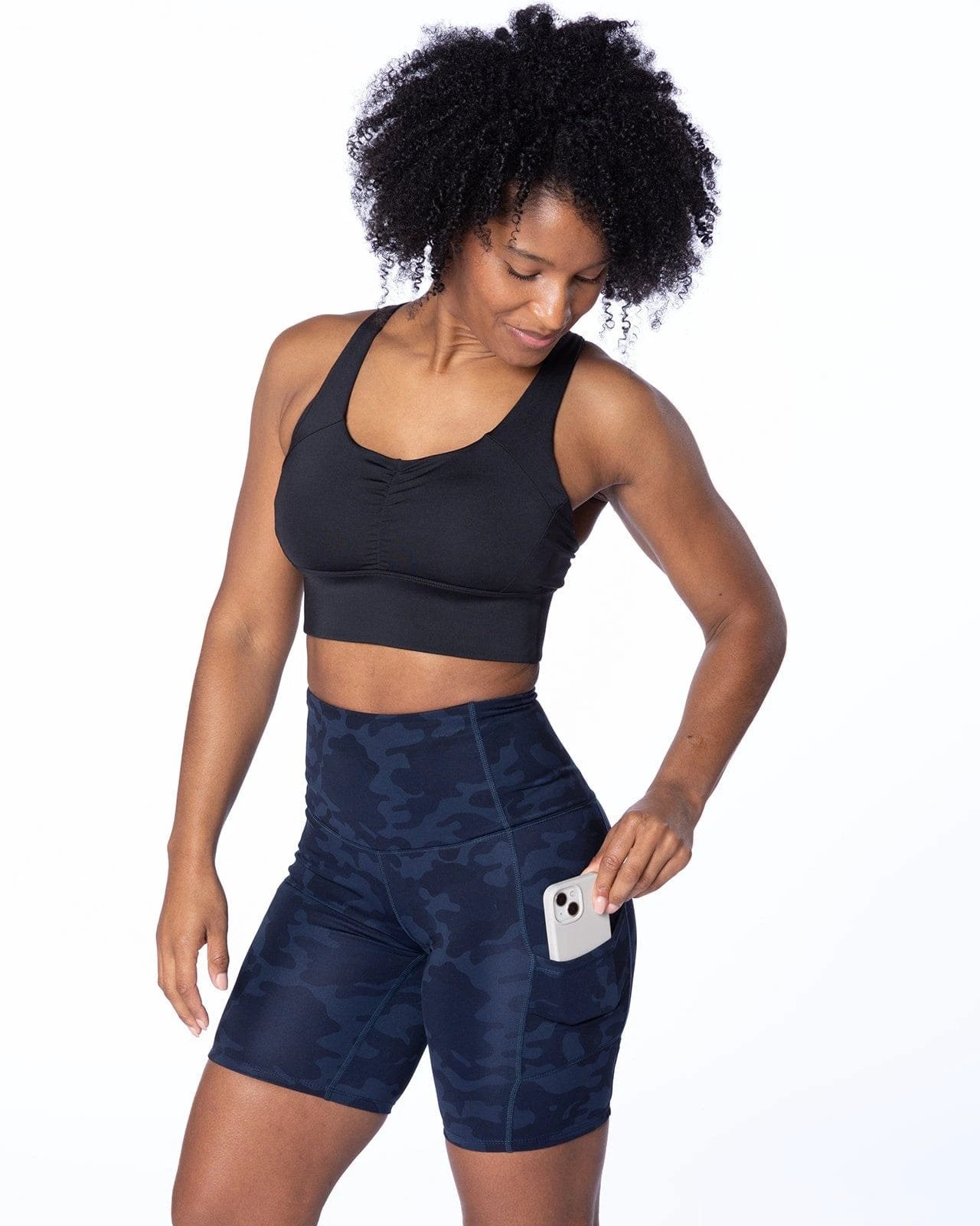 Hi Five High-Waisted Biker Short – Looker (Navy Camo) by Handful