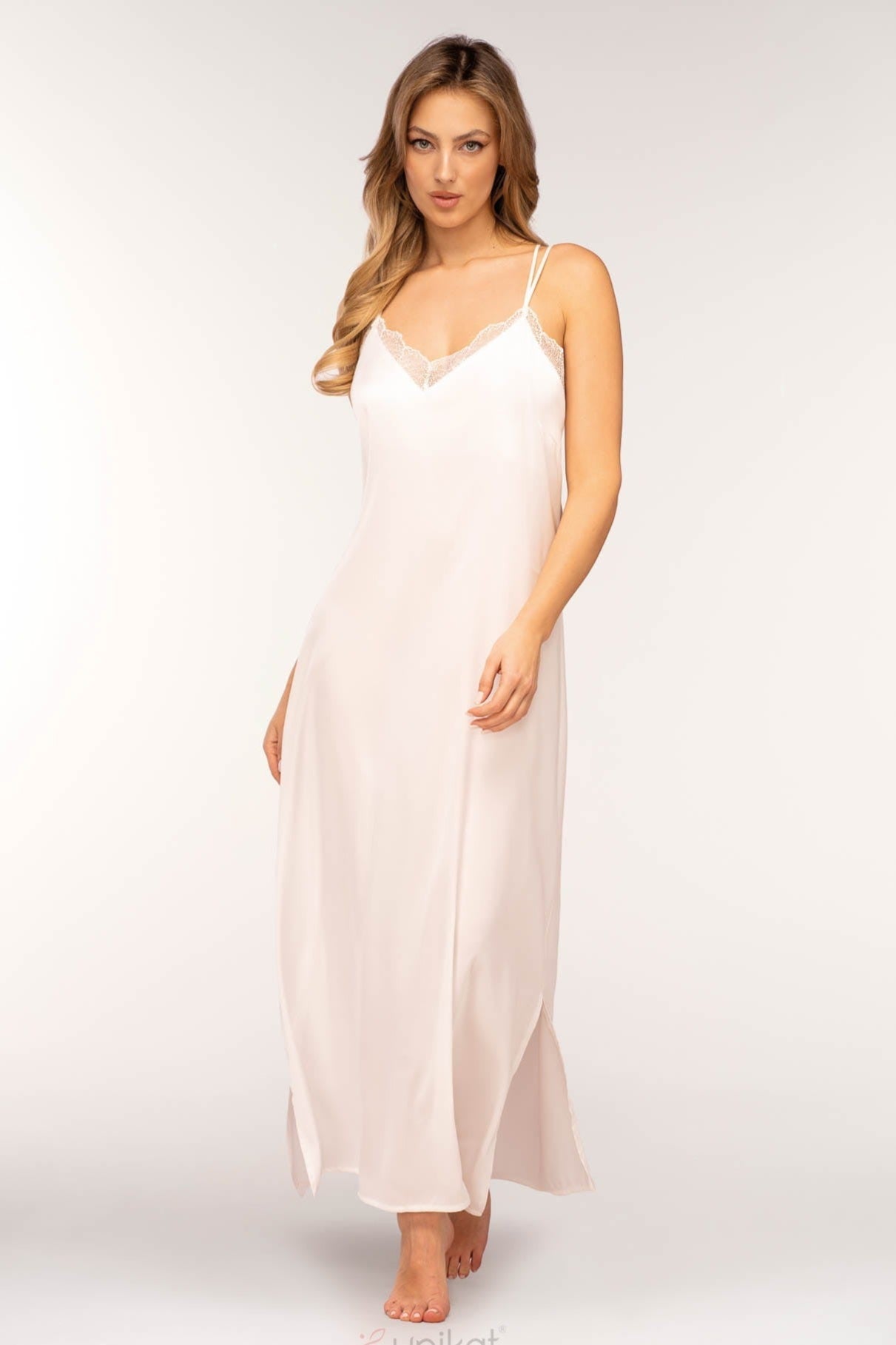 Unikat Ginny Satin Double-Strap Lace-Trim Slip-0