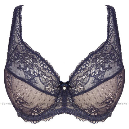 Semi Sheer Half Padded Bra Gorteks Scarlet Navy Blue by Gorteks Lingerie