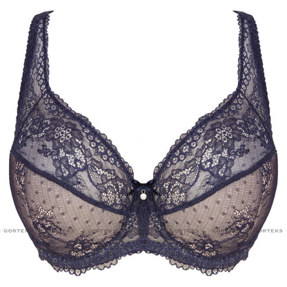Gorteks Scarlet Navy Blue Semi Sheer Half Padded Bra