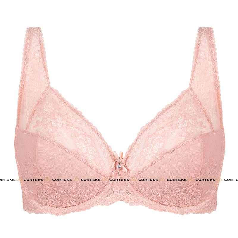 Semi Sheer Half Padded Bra Gorteks Scarlet Powder Pink-4
