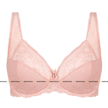 Gorteks Scarlet Powder Pink Semi Sheer Half Padded Bra