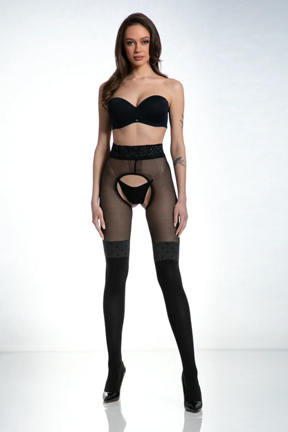 Amour Secretary Open Crotch Pantyhose 30/60 DEN Black