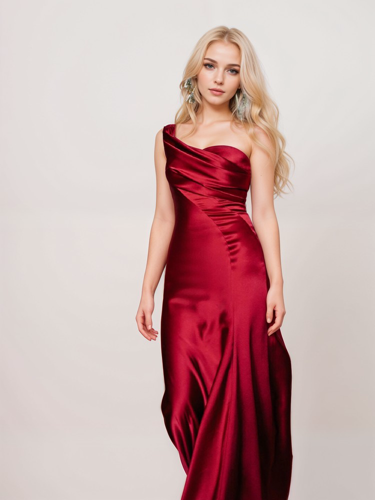One Last Dance Pleated One-Shoulder Satin Gown