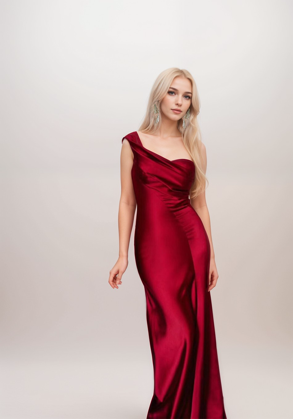 One Last Dance Pleated One-Shoulder Satin Gown