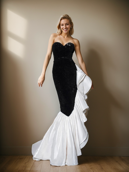 Estelle Crescendo Strapless Sequin Mermaid Gown