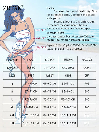Zrtak Sexy Handwork Bikinis Small Ruffle Swimsuit 2025 Vintage Print Swimwear Women Bathing Suit Patchwork Bikini Set String