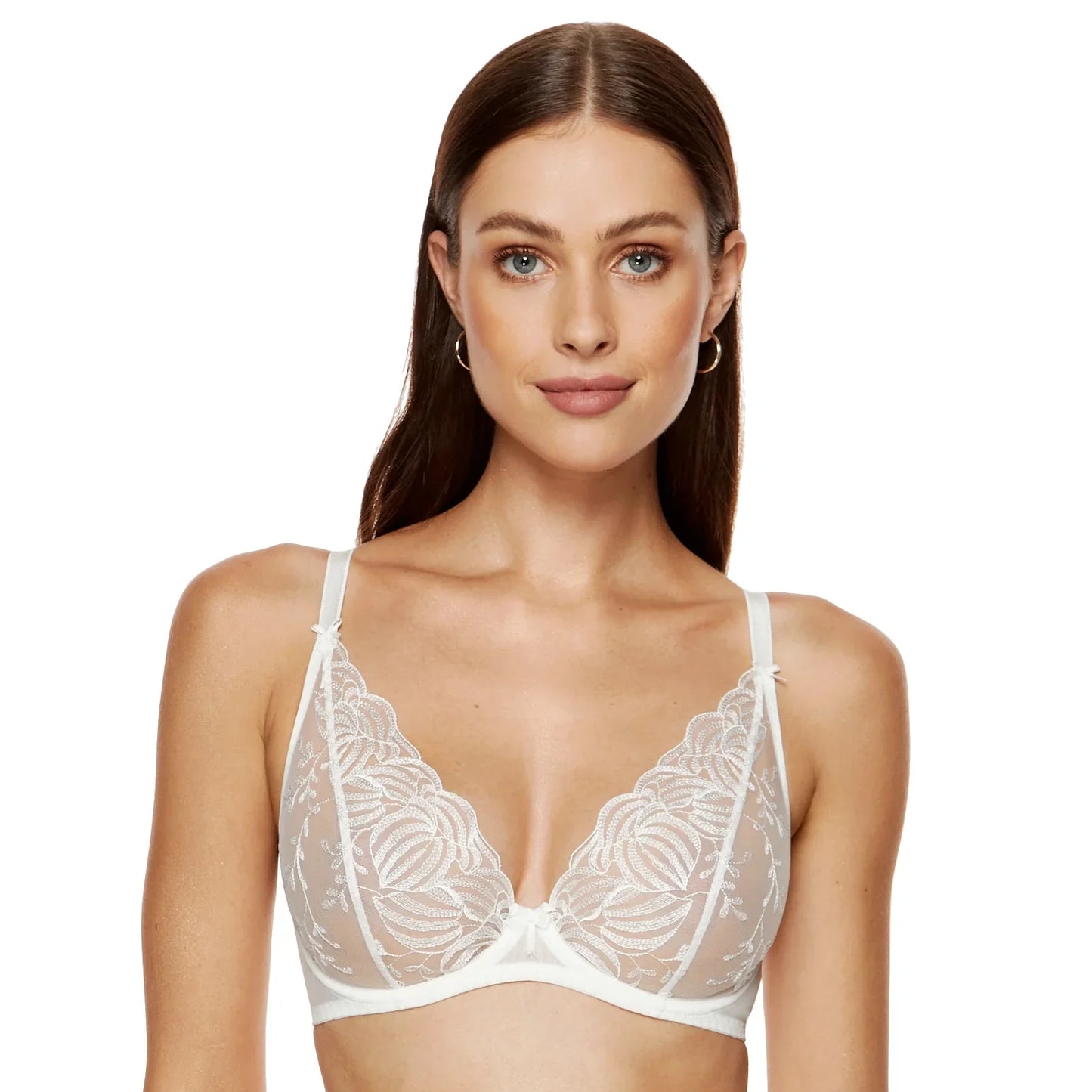 Gorteks Cherie Sheer Deep Plunge Floral Bra