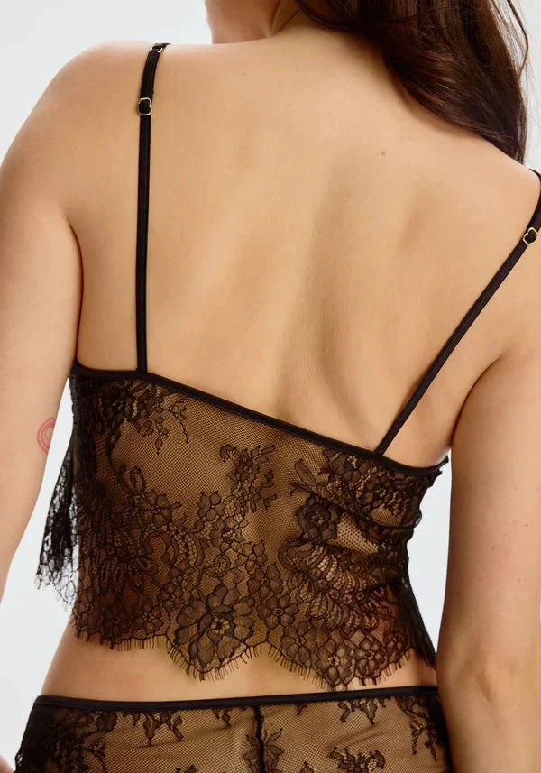 Sheer Eyelash Lace Cropped Cami Blush Serene Black by Blush Lingerie