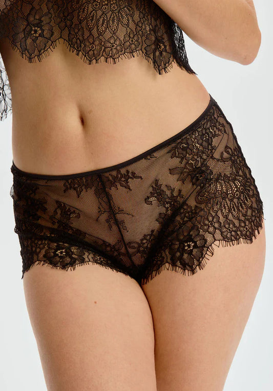 Sheer Eyelash Lace Short Blush Serene Black-0