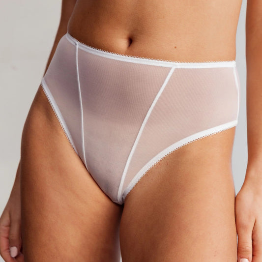 Sheer High-Waist Brief Panty Astrid White | Blush Lingerie