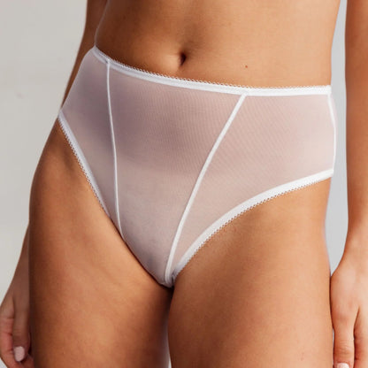 Blush Astrid White Sheer High-Waist Brief Panty