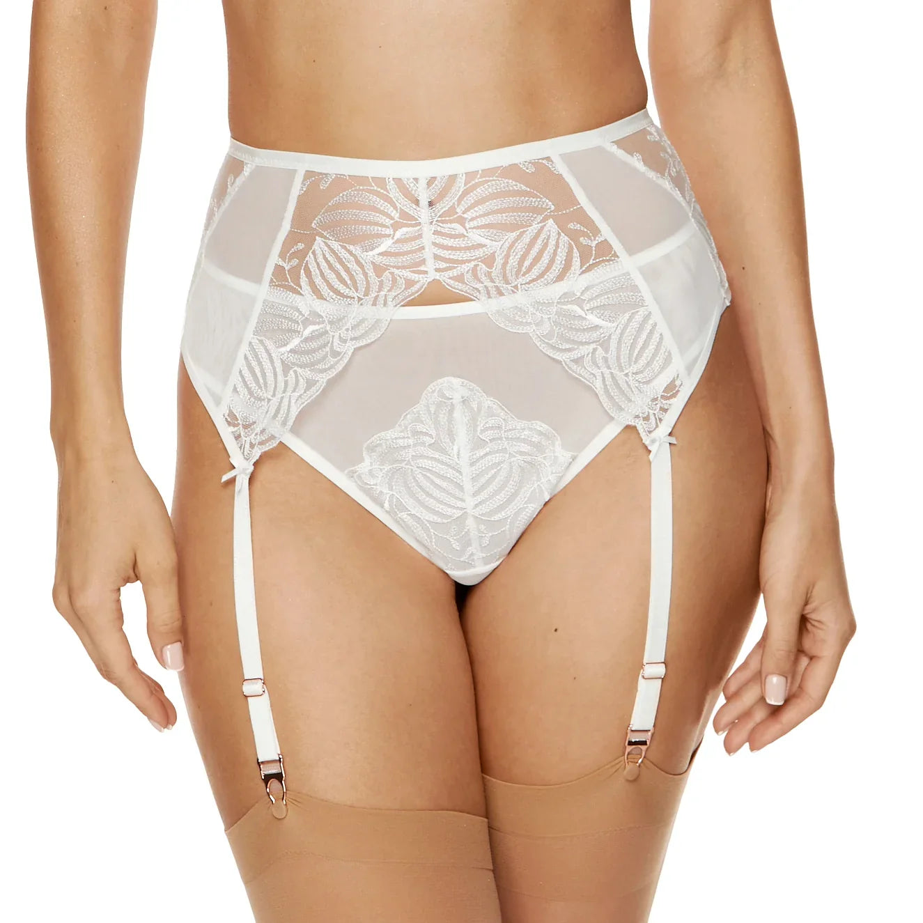 Gorteks Cherie Sheer High Waist Floral Garter Belt
