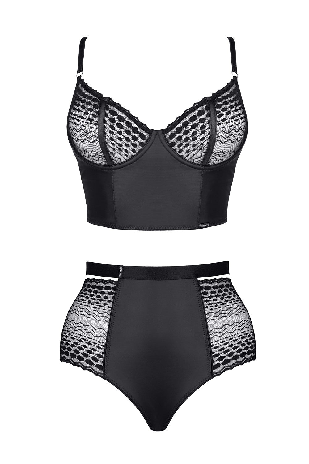 Demoniq Yessenia Sheer Lace Longline Bra & High Waist Briefs