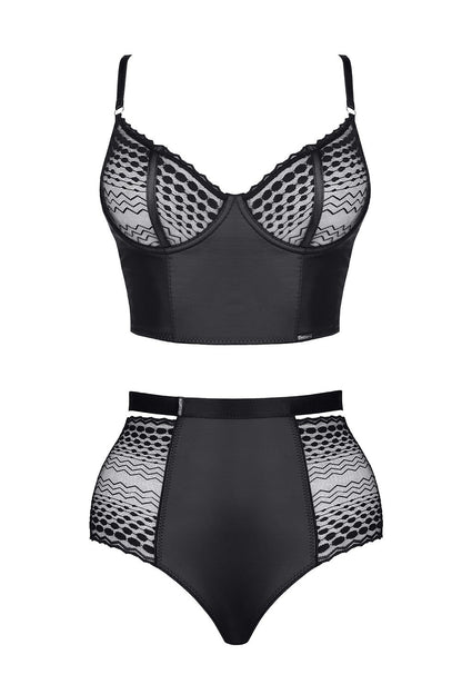 Demoniq Yessenia Sheer Lace Longline Bra & High Waist Briefs