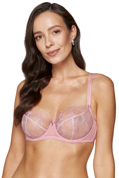 Gorteks Bloom Sheer Mesh Floral Embroidered Bra
