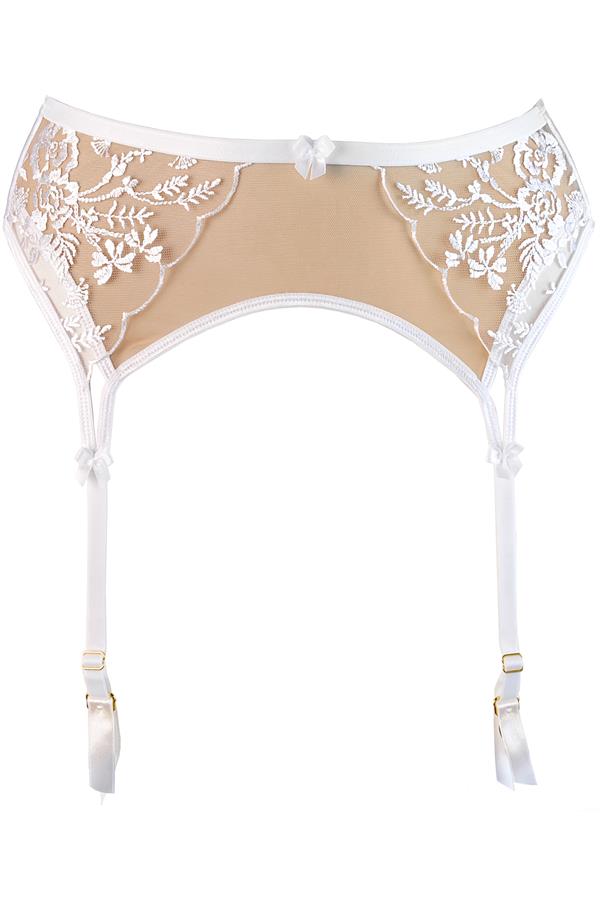 Sheer Mesh Garter Belt Axami Enigma White