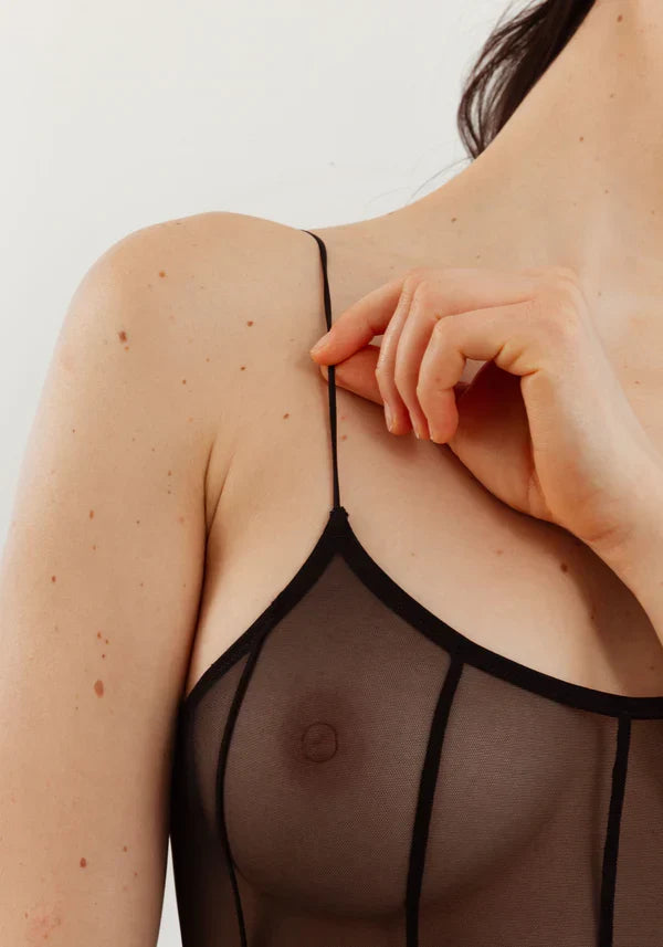 Blush Vine Sheer Mesh High Leg Bodysuit
