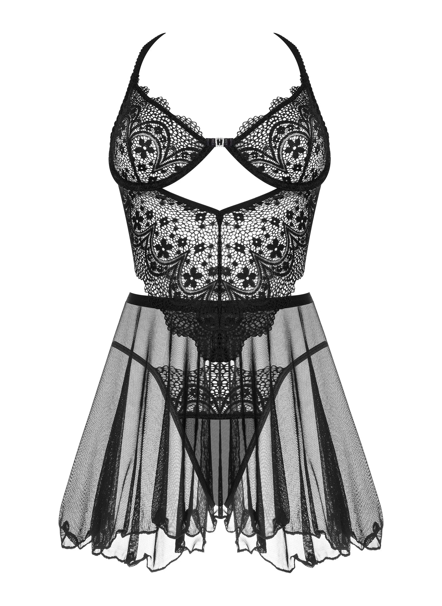 Beauty Night Dark Mirage Sheer Mesh Lace Chemise