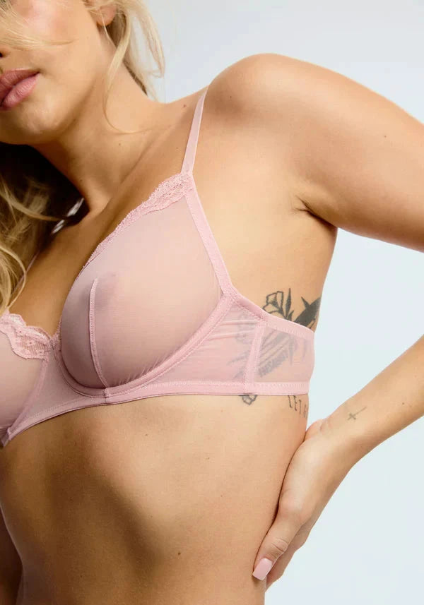 Sheer Mesh Underwire Bra Blush Lotus Rosewater by Blush Lingerie