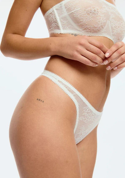 Sheer Stretch Lace High Leg Thong Blush Cascade White - Ansley Effect