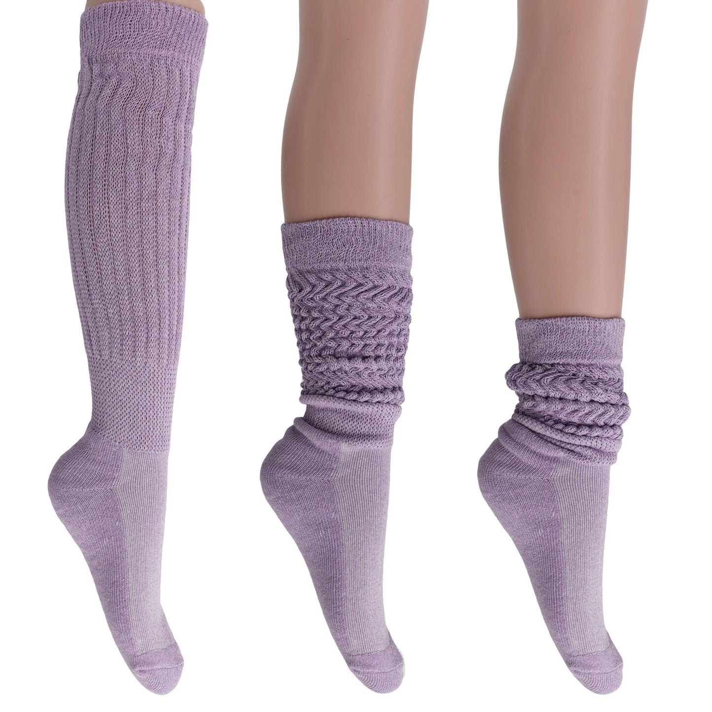 Women's Slouch Socks – Soft Cotton Scrunch Socks, Retro Knee-High Boot Socks for Casual Wear & Comfort (6 Pairs) by AWS/American Made