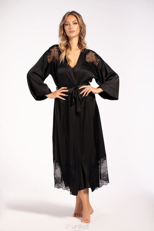 Soft Satin Long Sleeve Bathrobe Oriana-0